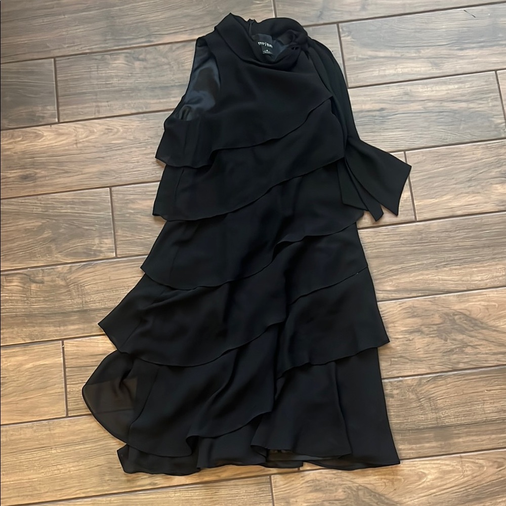White House Black Market Black Asymmetrical Cowl Neck Dress